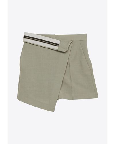 Fendi High-Waist Asymmetric Mini Shorts - Green