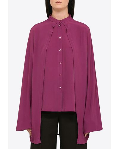 FEDERICA TOSI Cape-Style Silk Blend Shirt - Purple