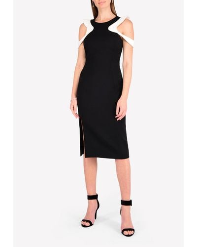 Mugler Space Cold-Shoulder Sheath Dress - Black