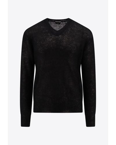 Tom Ford V-Neck Knitted Sweater - Black