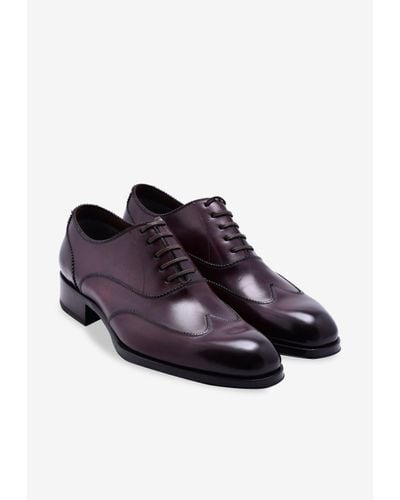 Tom Ford Austin Leather Wingtip Oxford Shoes - Purple