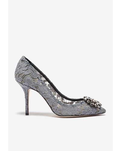 Dolce & Gabbana Bellucci 90 Taormina Lace Pumps With Crystal Detail - Grey