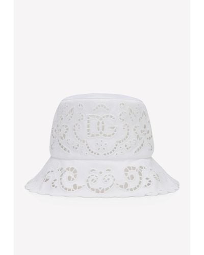 Dolce & Gabbana Cut-Out Logo Embroidery Hat - White