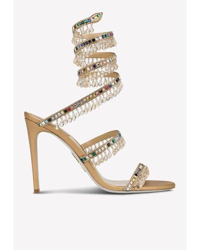 Rene Caovilla Chandelier 105 Jeweled Crystal-Embellished Sandals - Metallic