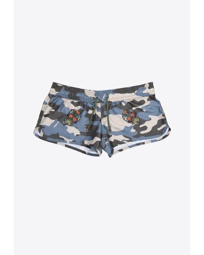 Les Canebiers Byblos All-Over Mexican Head Swim Shorts - Blue