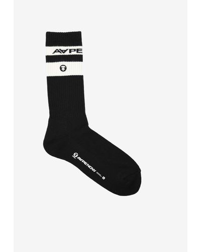 Aape Moonface Embroidered Socks - Black