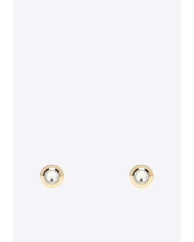 Miu Miu Crystal Embellished Clip-On Earrings - White