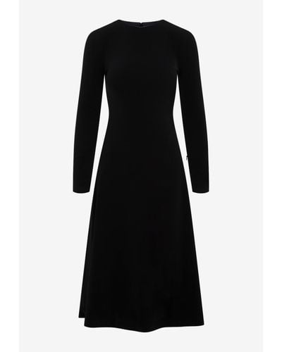 Balenciaga A-Line Long-Sleeved Midi Dress - Black