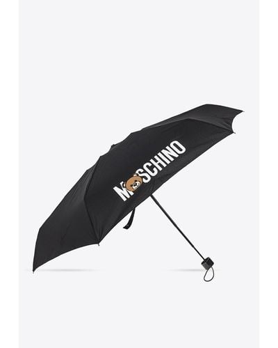 Moschino Logo Print Umbrella - Black
