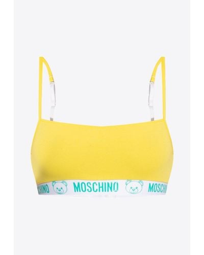 Moschino Signature Teddy Bear And Logo Bra - Yellow
