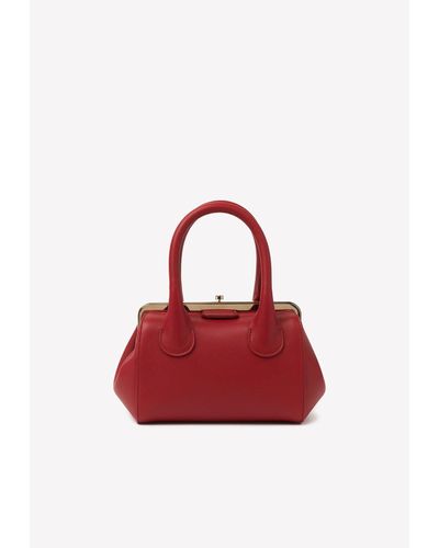 Chloé Small Joyce Frame Bag In Calf Leather - Red