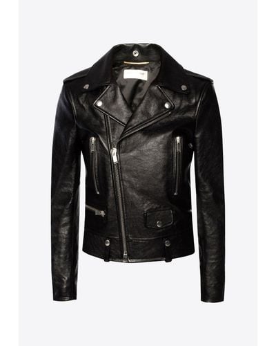 Saint Laurent Leather Biker Jacket - Black