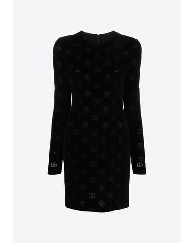 Dolce & Gabbana Monogram Jacquard Mini Dress - Black