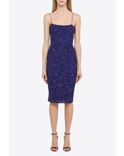 retroféte Sequin-embellished Knee-length Dress - Blue
