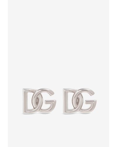 Dolce & Gabbana Dg Logo Stud Earrings - White