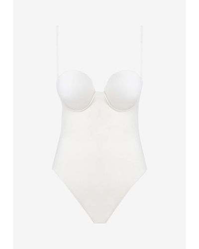 Magda Butrym Retro Bustier Swimsuit - White