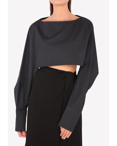 Hussein Chalayan Cropped Cape Top - Black