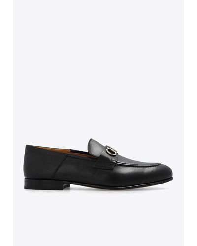 Ferragamo Ottone Leather Loafers - Black