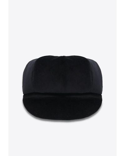 Dolce & Gabbana Dg Logo Velvet Baker Boy Cap - Black
