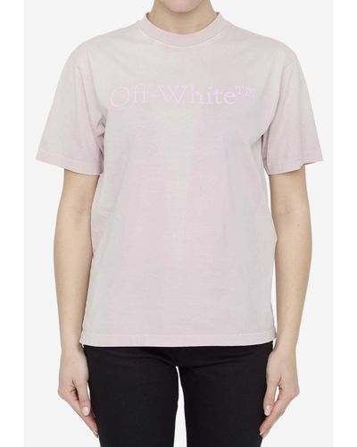 Off-White c/o Virgil Abloh Rubberized Logo Crewneck T-Shirt - Pink