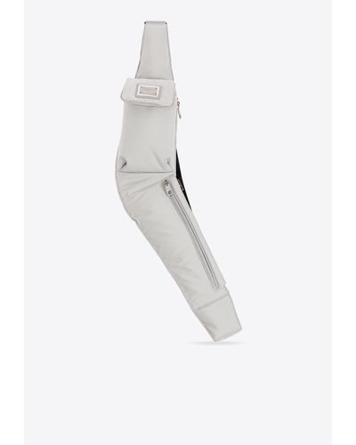 Dolce & Gabbana Logo Plate Nylon Belt Bag - White