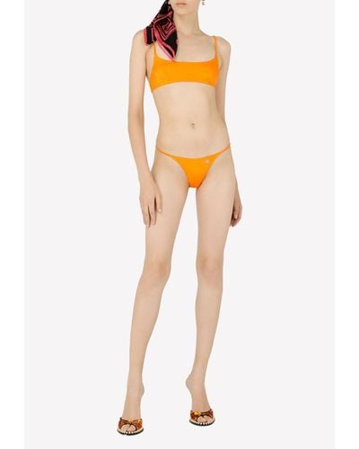 Dolce & Gabbana Bralette Bikini With Metal Logo - Orange