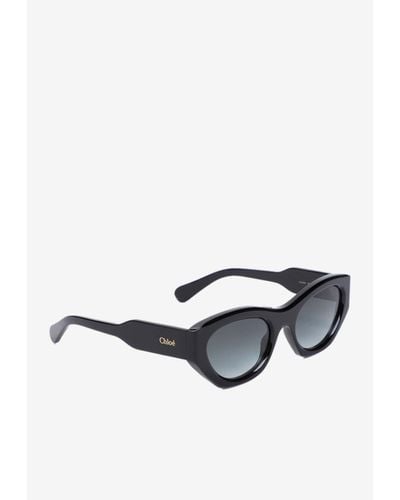 Chloé Oval Acetate Sunglasses - White