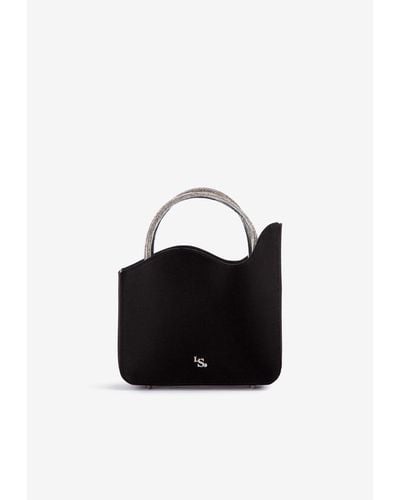 Le Silla Small Ivy Crystal Satin Top Handle Bag - Black