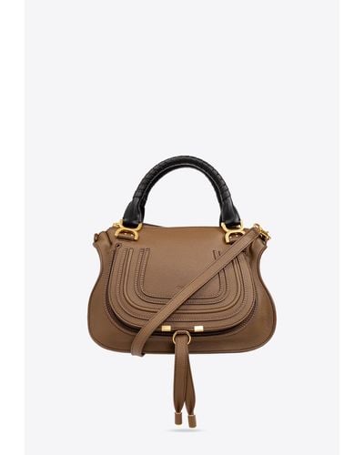 Chloé Medium Marcie Grained Leather Top Handle Bag - Brown
