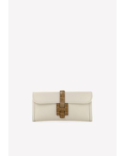 Hermès Jige Elan 29 Clutch Bag In Nata Sable Swift Leather And Matte Alligator - Multicolour