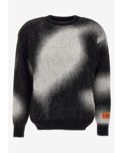 Heron Preston Brushed Knit Crewneck Wool-Blend Sweater - Black