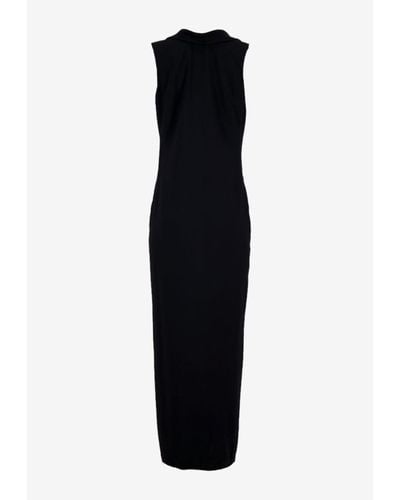 Versace Cowl Sleeveless Maxi Dress - Black