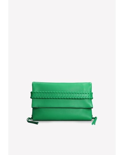 Chloé Leather Woven Clutch Bag - Green