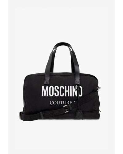 Moschino Logo Print Duffel Bag - Black