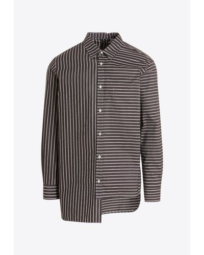 Lanvin Asymmetric Striped Shirt - Gray