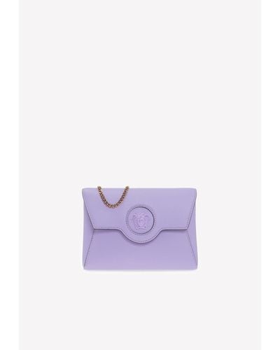 Versace Logo Plaque Envelope Clutch - Purple