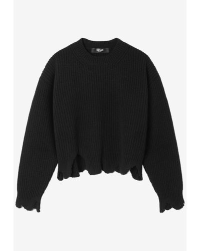 Versace Distressed Knitted Sweater - Black
