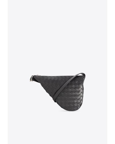 Bottega Veneta Small Virgule Intrecciato Leather Shoulder Bag - Grey