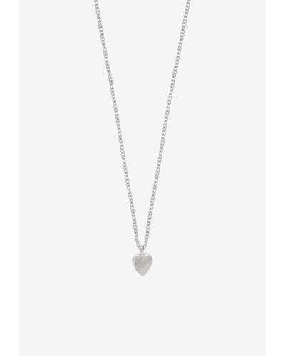 Saint Laurent Double Heart Sliding Necklace - White