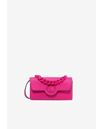 Versace La Medusa Leather Chain Crossbody Bag - Pink
