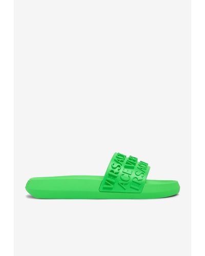 Versace 3D-Logo Rubber Slides - Green