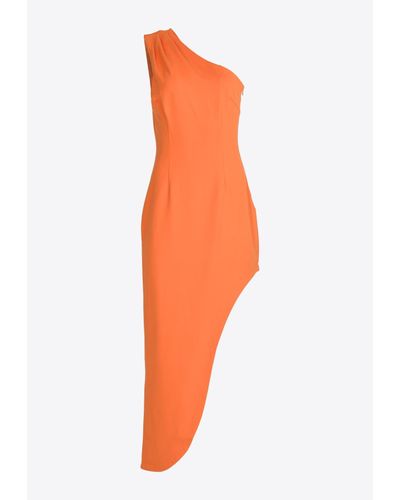 Elliatt Ellie One-Shoulder Asymmetric Maxi Dress - Orange