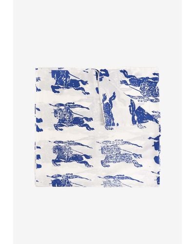 Burberry Ekd Stamp Print Silk Square Scarf - Blue