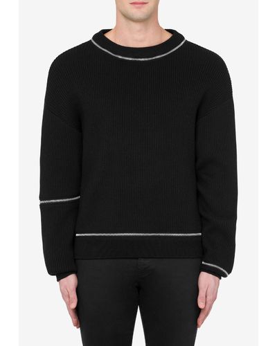Moschino Wool Sweater With Zipped Detail - Black
