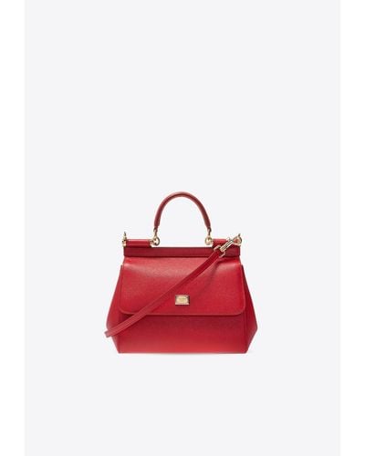 Dolce & Gabbana Medium Sicily Logo Tag Crossbody Bag - Red
