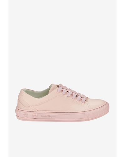 Ferragamo Nadine Low-top Sneakers In Calf Leather - Pink