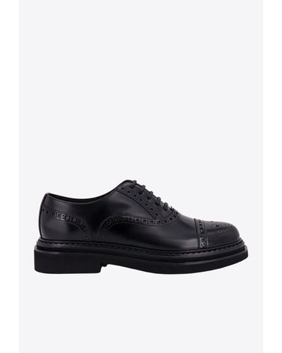 Dolce & Gabbana Brushed Leather Oxford Shoes - Black