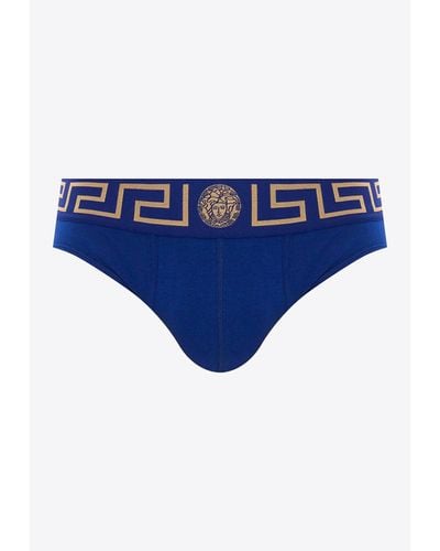 Versace Greca Border Briefs - Blue