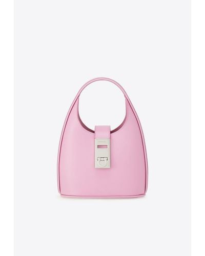 Ferragamo Mini Hobo Bag With Gancini-Buckle - Pink