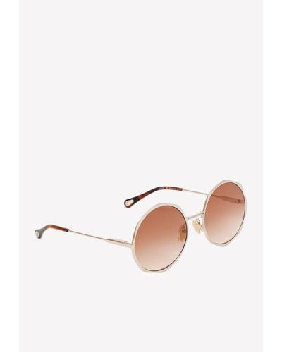 Chloé Round Metal Sunglasses - White